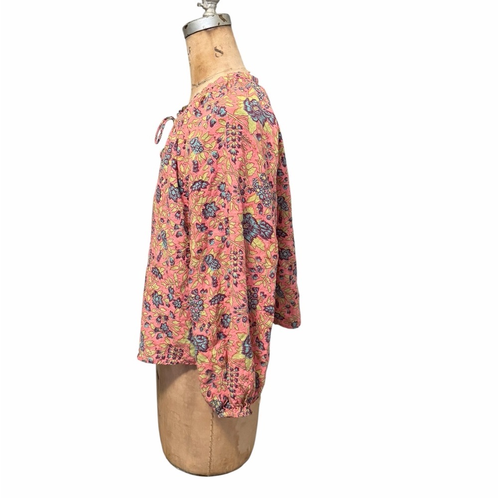 Natural Life Floral Pink Bohemian Long Sleeve With Tassels Women's Top Size S - Picture 4 of 6